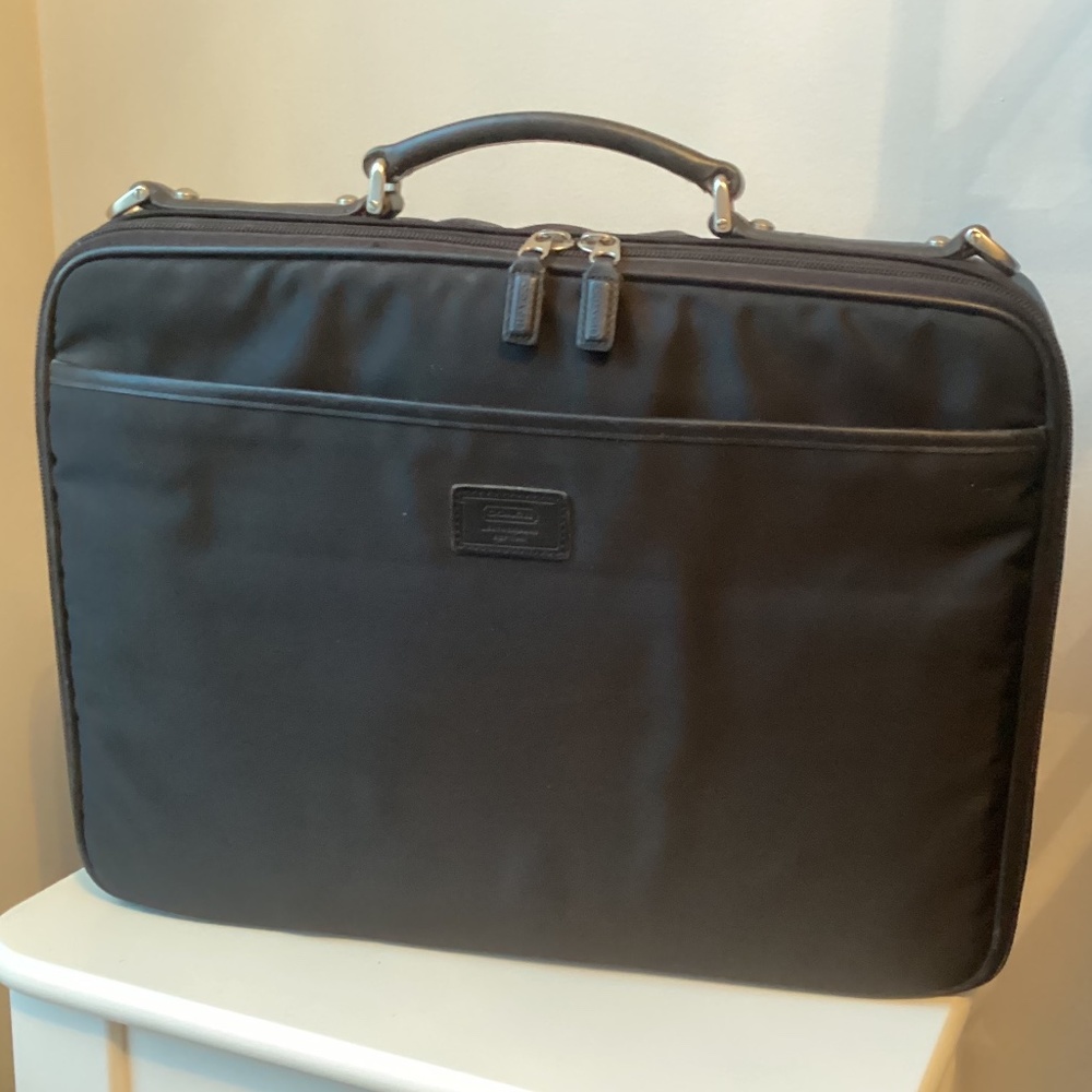 Authentic Coach Designer Laptop Bag Black Nylon Executive Briefcase